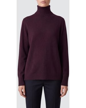 SOLOTRE Viscose Blend Turtleneck Sweater With Long Sleeves And Ribbed Trim - Purple