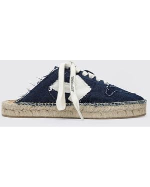 Off-White c/o Virgil Abloh Arrow Espadrille-Clogs Aus Baumwoll-Denim Mit Logo Und Jutesohle - Blau