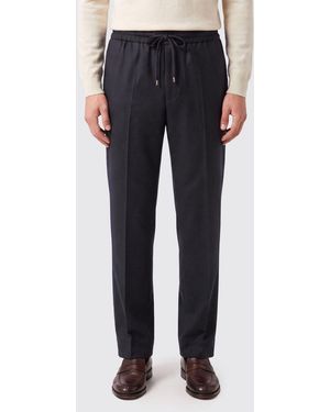Drole de Monsieur Straight-Leg Wool-Blend Trousers With Drawstring - Blue