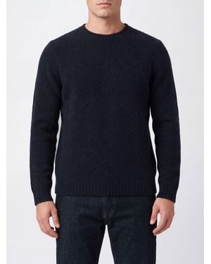 Fedeli Crew-Neck Wool Blend Jumper With Long Sleeves And Ribbed Trims - Blue