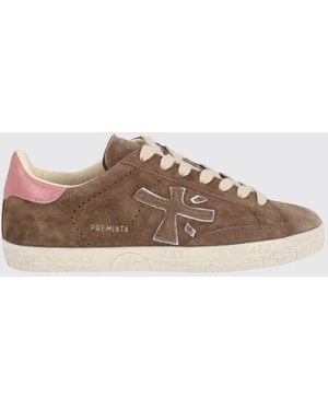 Premiata Stevend Sneakers Aus Kalbsleder Mit Kontrastierenden Details - Braun