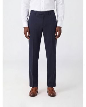 Seventy Gerade Geschnittene Chino-Hose Aus Woll- Und Baumwollmischung Mit Bundfalten - Blau