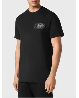 Philipp Plein Camiseta De Manga Corta En Jersey Con Estampado Gráfico Y Logo Trasero - Negro