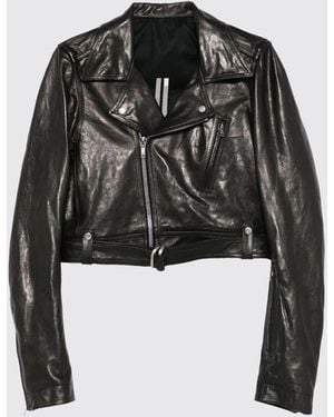 Rick Owens Chaqueta de piel con cinturón - Negro