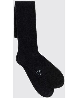 Gallo Calf-High Stretch Cashmere-Blend Socks With Contrast Logo - Black