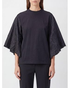 Haikure Long-Sleeved Cotton T-Shirt With Crew Neck - Blue