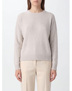 Kujten 100% Cashmere Crewneck Jumper With Long Sleeves And Ribbed Trims - Natural
