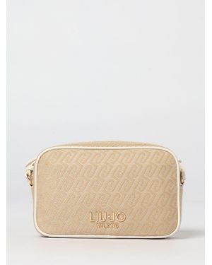 Liu Jo Cotton Canvas Bag With Jacquard Monogram - Natural