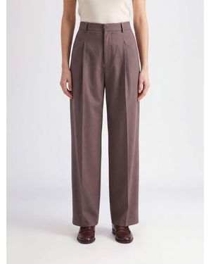 N°21 Pantalon Large Taille Haute En Laine Mélangée - Marron