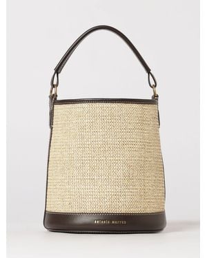 Antonio Marras Straw And Leather Bucket Bag With Pouch - Natural