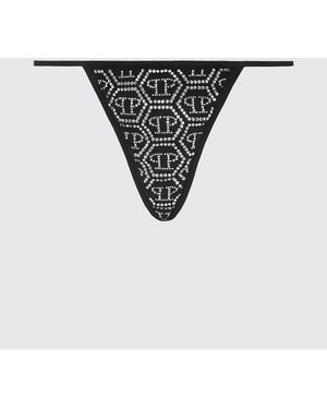Philipp Plein Pp Tanga Mit Allover-Kristallen - Schwarz