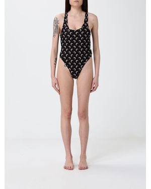 Marine Serre Einteiliger Badeanzug Mit Crescent-Moon-Print Und Überkreuzten Trägern - Schwarz
