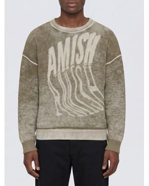 AMISH Pull En Coton À Col Rond Avec Logo Contrastant Et Manches Longues - Gris