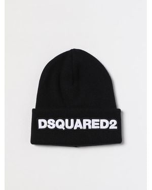 DSquared² Wool Hat With Embroidered Logo - Black