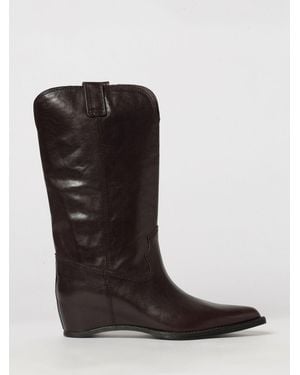 Paloma Barceló Gale Smooth Leather Western Boots With Calf-High Shaft - Black