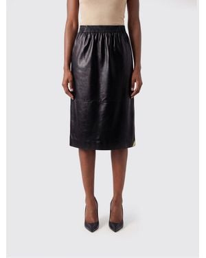 Chloé Chlo&Eacute High-Waisted Leather Pencil Midi Skirt With Elastic Waistband - Black