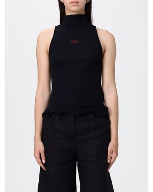 Fendi Logo Polyester Turtleneck Top - Black