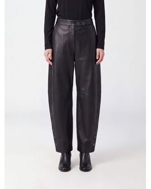 Sportmax Weit Geschnittene Baggy-Lederhose Mit Dezentralem Verschluss - Schwarz