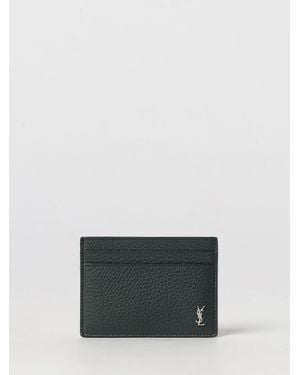 Saint Laurent Tiny Cassandre Flat Calfskin Card Holder With Ysl Logo - White