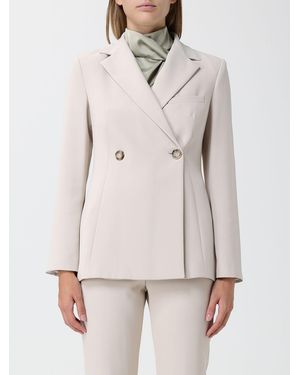 Hanita Cropped Double-Breasted Blazer With Lapels - Natural