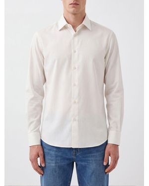 Brioni Slim Fit Cotton Poplin Shirt With French Collar - White