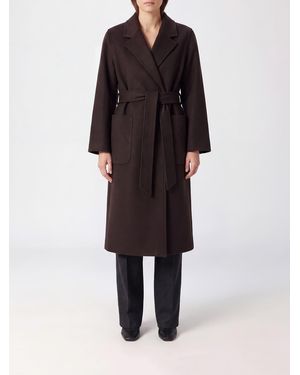 IVY & OAK Knielanger Woll-Bademantel Von Mit Bindegürtel Und Aufgesetzten Taschen - Schwarz