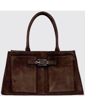 GIMAGUAS Annamaria Suede Leather Shoulder Bag With Double Handle - Brown