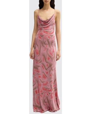 MACCAPANI Ita Long Printed Viscose Dress - Red
