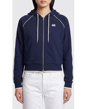Wales Bonner Cotton-Blend Zip-Up Hoodie With Contrasting Logo - Blue