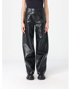 Agolde Pantalones De Cuero Reciclado - Negro