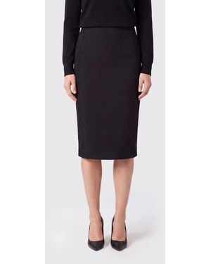 ROTATE BIRGER CHRISTENSEN High-Waisted Lace-Insert Jersey Pencil Midi Skirt - Black