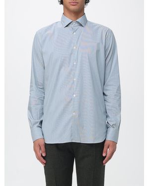 Brooksfield Camisa De Rayas De Algodón Estructurado Con Cuello Francés - Azul