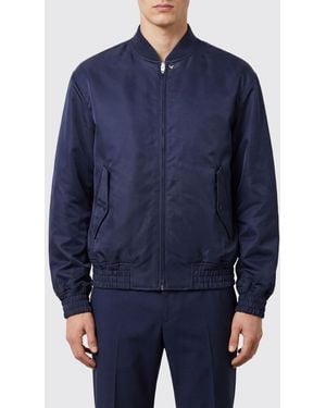Valentino Garavani Waterproof Nylon Bomber Jacket With Vlogo Signature - Blue