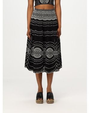 Charo Ruiz Embroidered Aline Midi Skirt - Black