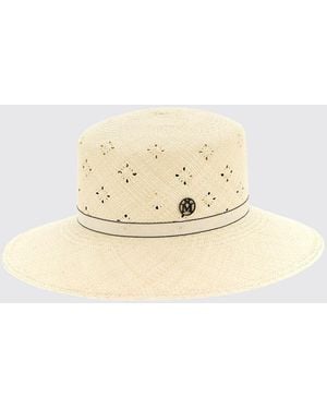 Maison Michel Ludi Perforated Raffia Hat - Natural