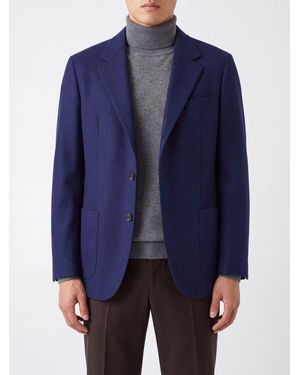 Brunello Cucinelli Single-Breasted Pure Cashmere Blazer With Patch Pockets - Blue