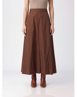 Max Mara High-Waisted Crêpe Full Midi Skirt With Belt Loops - Brown