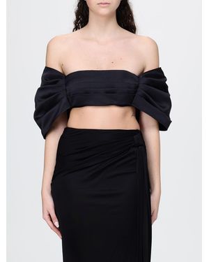 Elisabetta Franchi Crepe Cropped Top - Black