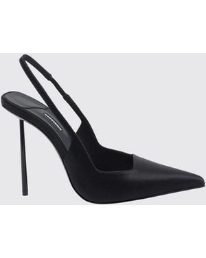 Le Silla Amelia Satin Slingbacks With A High Stiletto Heel And Almond Toe - Black