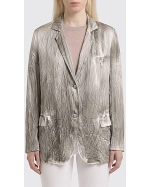 Avant Toi Crinkled Effect Silk Single Breasted Blazer - Grey