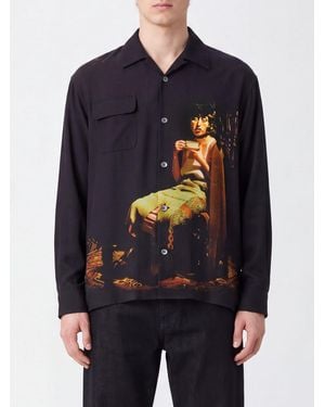 Undercover Cindy Sherman Graphic Print Rayon Cuban Collar Shirt - Blue