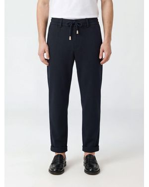 Eleventy Wool-Blend Trousers With Drawstring Waist - Blue
