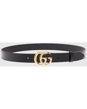 Gucci Leather Belt With Gg Monogram Buckle - White