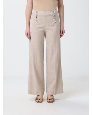 SIMONA CORSELLINI Linen Wide Pants With Metal Inserts - Natural