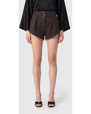 Magda Butrym Pantalones Cortos Vaqueros De Talle Alto Con Cinturón Ajustable - Negro