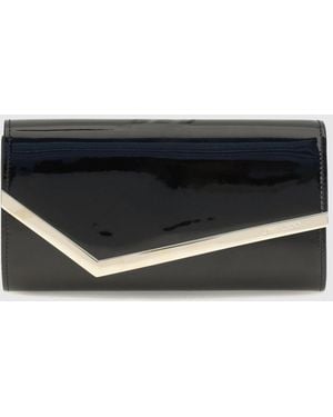Jimmy Choo Emmie Patent Leather Clutch With Chain Strap - Black