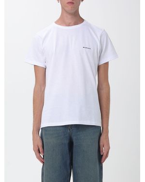 Isabel Marant Crewneck Cotton T-Shirt With Contrast Logo And Dropped Shoulders - White