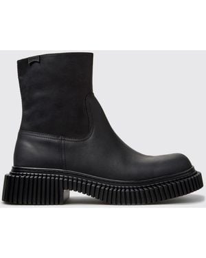 Camper Pix Berlin Smooth Leather Ankle Boots With Zip And Xl Extralight Sole - Black