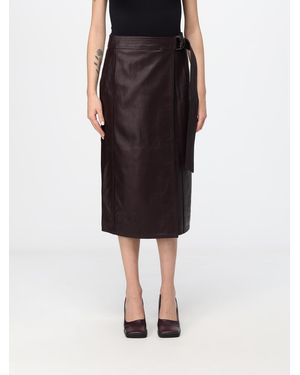 Diane von Furstenberg High-Waisted Lambskin Leather Midi Wrap Skirt - Black