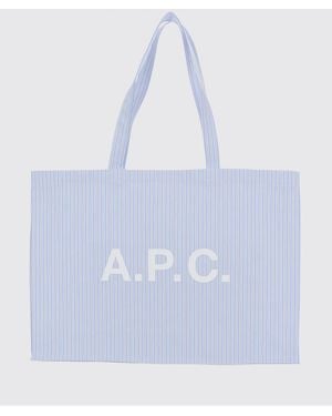 A.P.C. Rectangular Striped Cotton Tote Bag With Double Handle - Blue